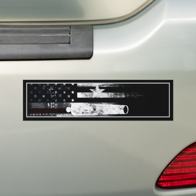 Star and Cannon Industrial American Flag Bumper Sticker (On Car)