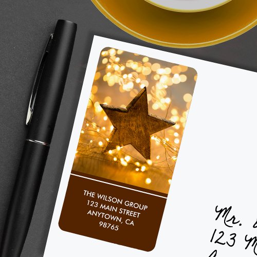 Star and Christmas Lights Return Address Label
