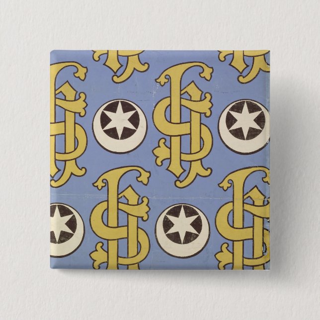 Star and Clef ecclesiastical wallpaper design Button (Front)