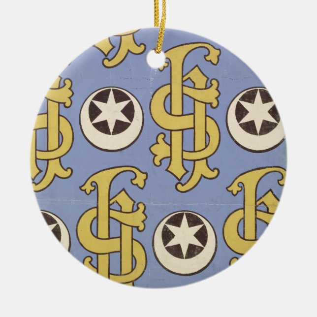 Star and Clef ecclesiastical wallpaper design Ceramic Ornament (Front)