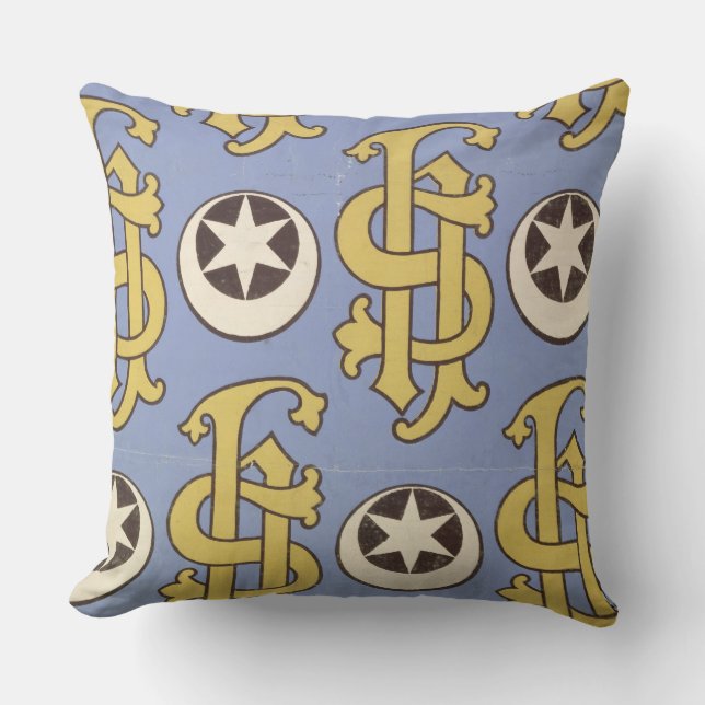 Star and Clef ecclesiastical wallpaper design Throw Pillow (Front)