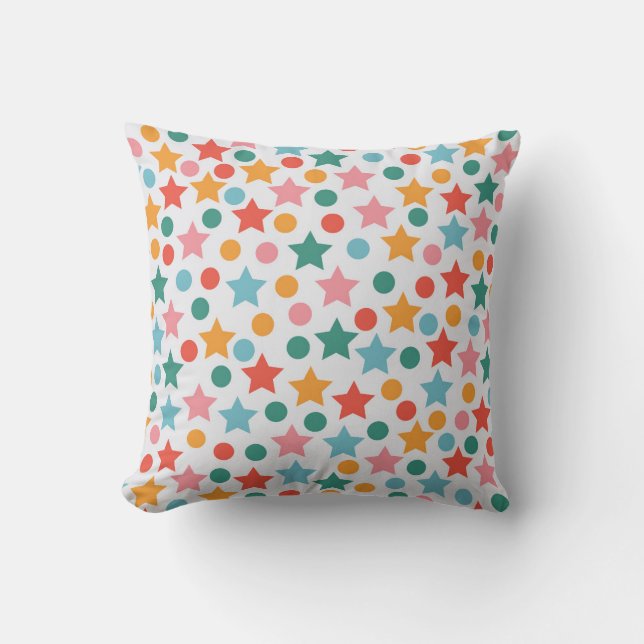 Star and Dot Celebration Pattern Throw Pillow (Front)