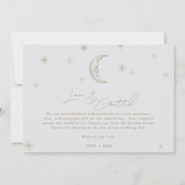 Star and Moon Celestial Wedding Photo Thank You  Card (Front)