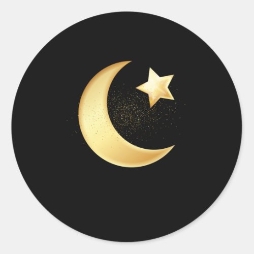 Star And Moon Hilal Muslim Islam Allah Mosque Gift Classic Round Sticker