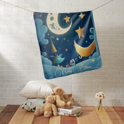 Star and moon personalized baby blanket Baby gift Baby Blanket