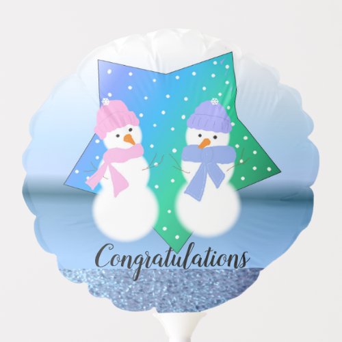 Star and Snowmen Congratulations Balloon