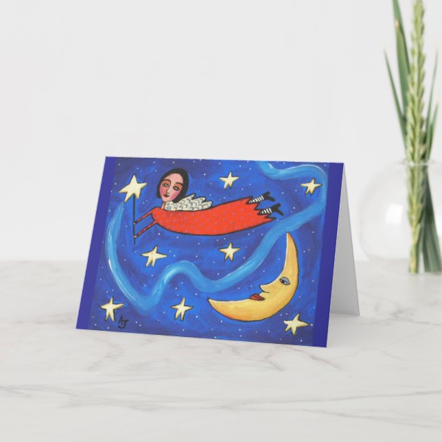 Star Angel & Moon - greeting card / notecard (Front)