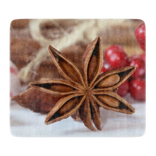 Star Anise Holiday Glass Cutting Board