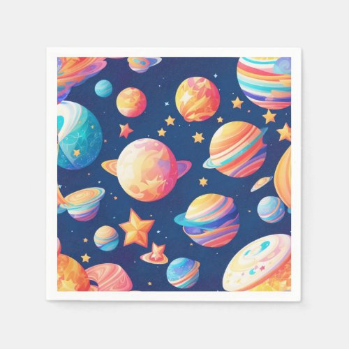 Star ans planets pattern napkins