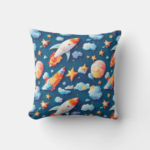 Star ans planets pattern throw pillow