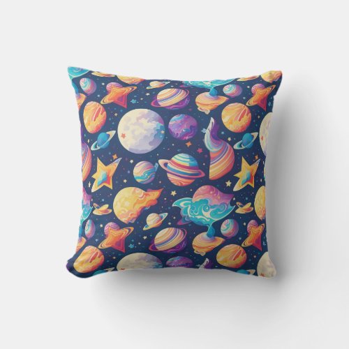 Star ans planets pattern throw pillow