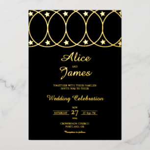 Star Arch Header Elegant Black Gold Foil Wedding Invitation