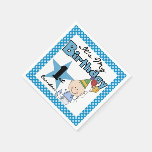 Star Baby Boy 1st Birthday Paper Napkins Zazzle