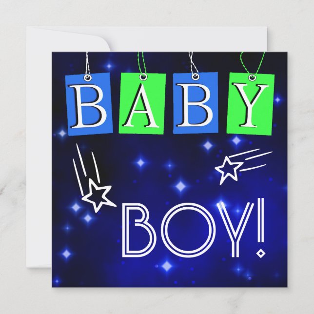Star Baby Boy Announcement (Front)