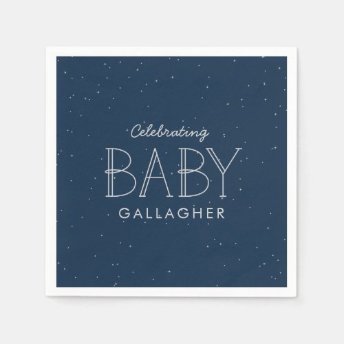 Star baby shower navy blue personalized napkins