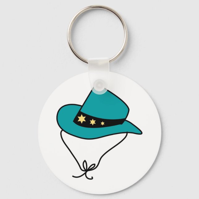 Star Band on Blue Cowboy Hat Keychain (Front)