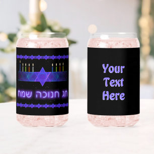 Star Bar Menorah Can Glass