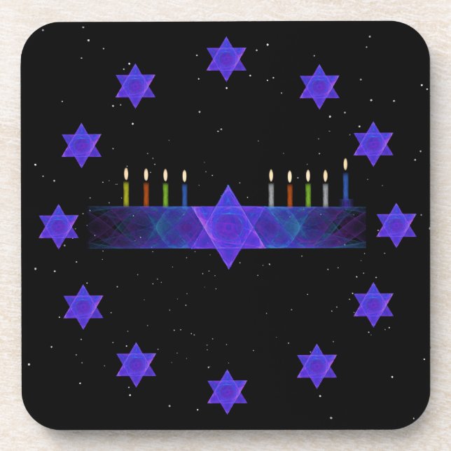 Star Bar Menorah Drink Coaster (Front)