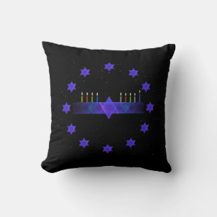 Star Bar Menorah Throw Pillow