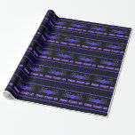 Star Bar Menorah Wrapping Paper<br><div class="desc">A purple and blue fractal image,  with a Magen David (Star of David),  in the middle,  as a Chanukkah menorah.  The motif is repeated as an upper and lower border. The candles have been lit. "Chag Chanukkah Sameach" (Happy Chanukkah) appears in glowing text. All on a starfield background.</div>