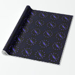 Star Bar Menorah Wrapping Paper<br><div class="desc">A purple and blue fractal image,  with a Magen David (Star of David),  in the middle,  as a Chanukkah menorah.  The motif is repeated as a border of 12 stars. The candles have been lit. All superimposed on a starfield background.</div>