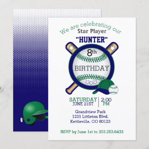 Star Baseball Player Birthday Invitation