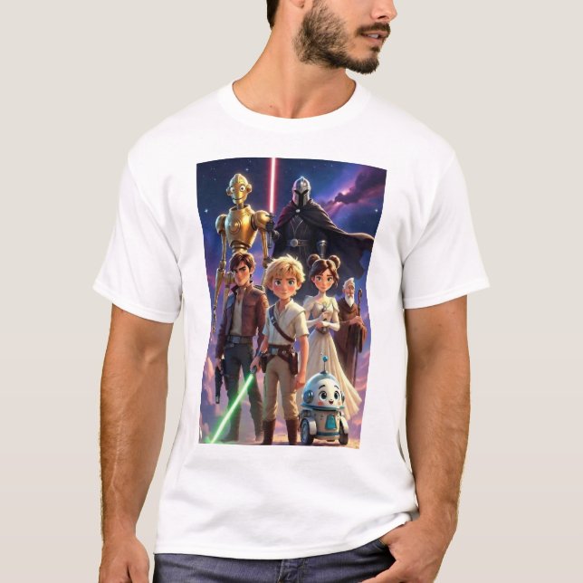 Star Battles | Whimsical Space Adventure Crew T-Shirt (Front)