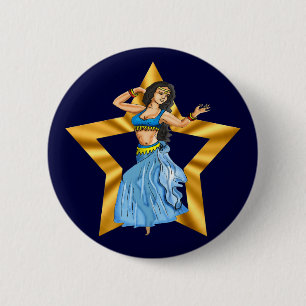 Star Belly Dancing Girl Button