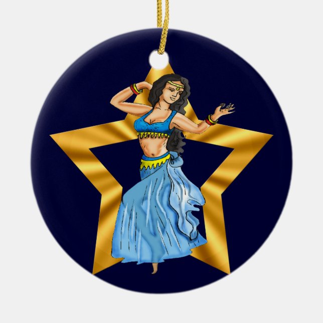 Star Belly Dancing Girl Ceramic Ornament (Front)