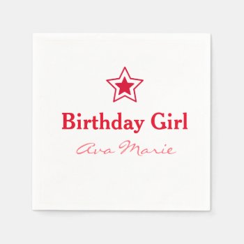 Star Birthday Girl Party Paper Napkins by LightinthePath at Zazzle