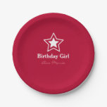 Star Birthday Girl Party Paper Plates at Zazzle