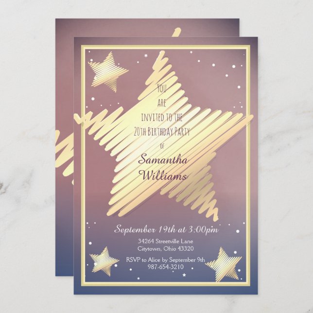 Star Birthday Invitation (Front/Back)