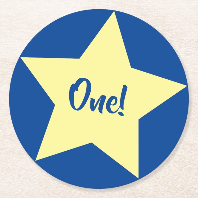 Star Birthday Party Round Paper Coaster (Front)