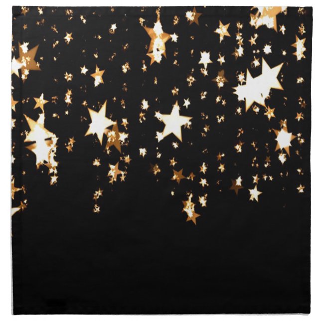 star, black and gold, elegant cloth napkin (Front)