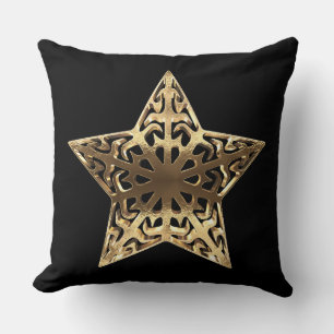 Star Black and Gold Look Elegant Christmas Decor Throw Pillow