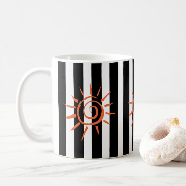Star Black White Stripe Mug (With Donut)