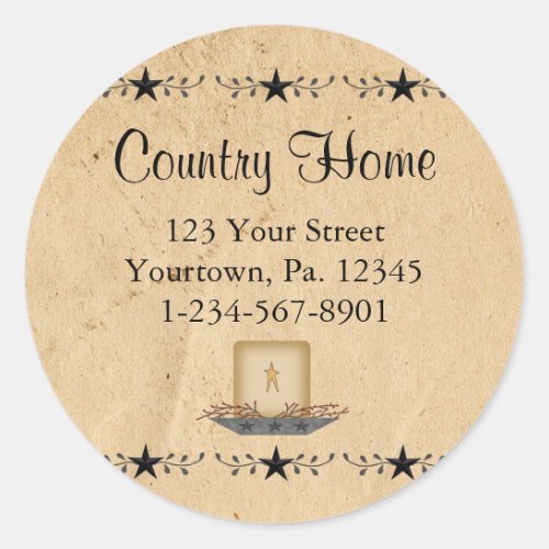 Star Border Candle Round Sticker