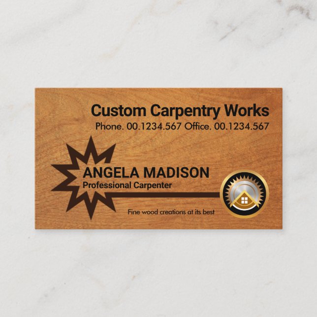 Star Border Line Wood Grain Business Card (Front)