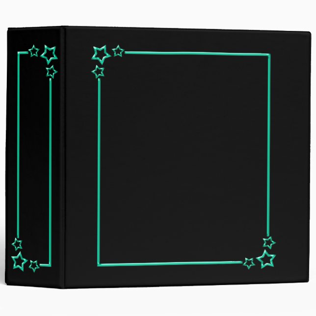 Star Border - Teal - 2 inch 3 Ring Binder (Front/Spine)