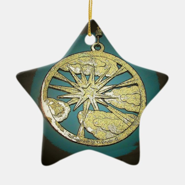 Star break through clouds ceramic ornament (Front)