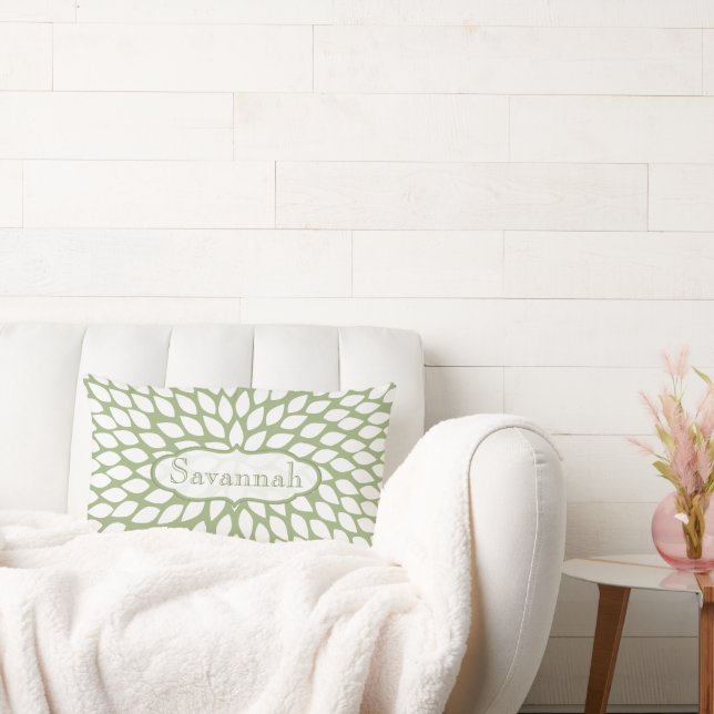 Star Burst Flower Fern Green Personalized Pillow (Couch)