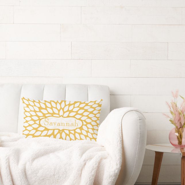 Star Burst Flower Yellow Personalized Pillow (Couch)