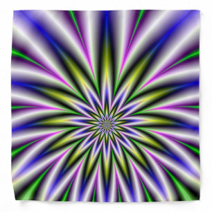 Star Burst in Green Yellow Pink Blue and Violet Bandana