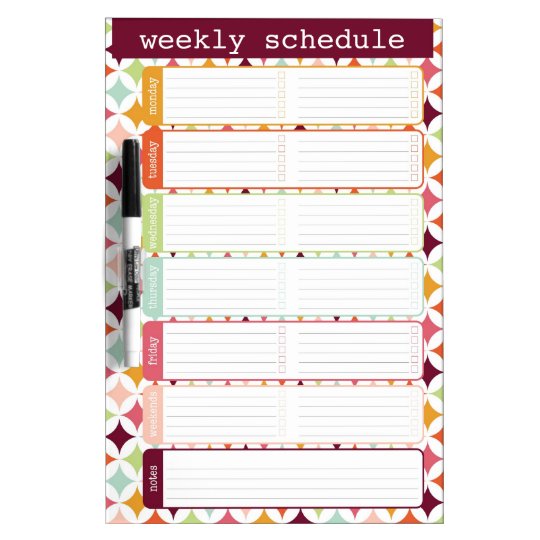 Star Burst Weekly Schedule Dry Erase Board | Zazzle.com