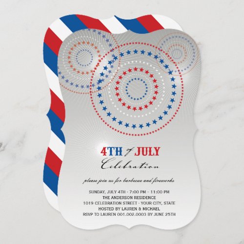 Star Bursts Fireworks Fourth of July Party Invite