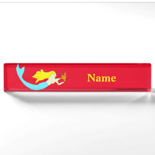 Star-carrying blonde mermaidsThunder_Cove Desk Name Plate