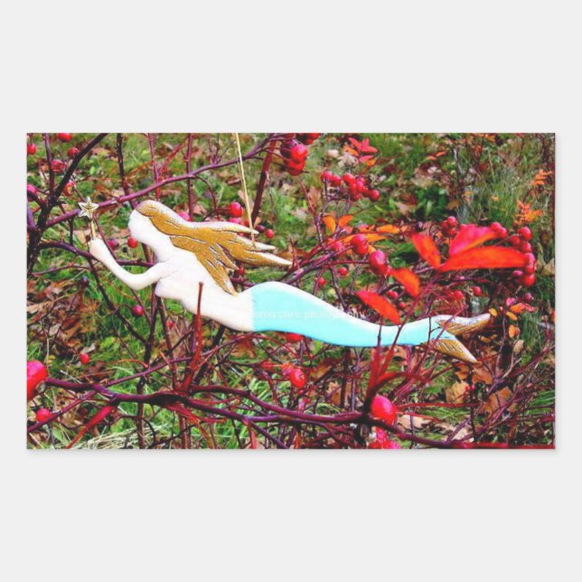 star carrying mermaid rectangular sticker (Front)
