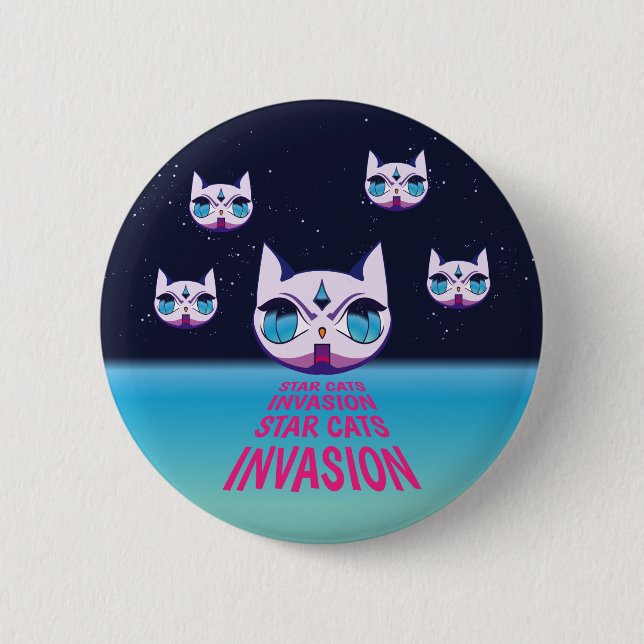 Star Cat Invasion Button (Front)