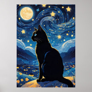 Star Cat Printed Poster
