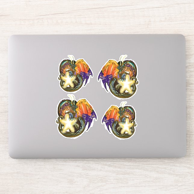 Star Catcher Glowing Star Dragon Sticker (Computer)
